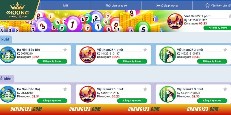Các trò chơi xổ số nổi bật tại OKKING